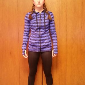 Black and Blue Striped Activewear Sweatshirt